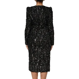 Black Sequin Bouclé Tweed Sheath Dress