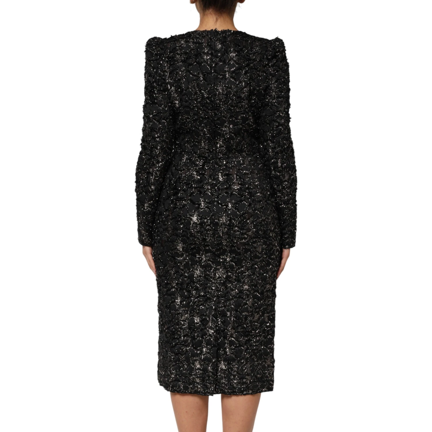 Black Sequin Bouclé Tweed Sheath Dress