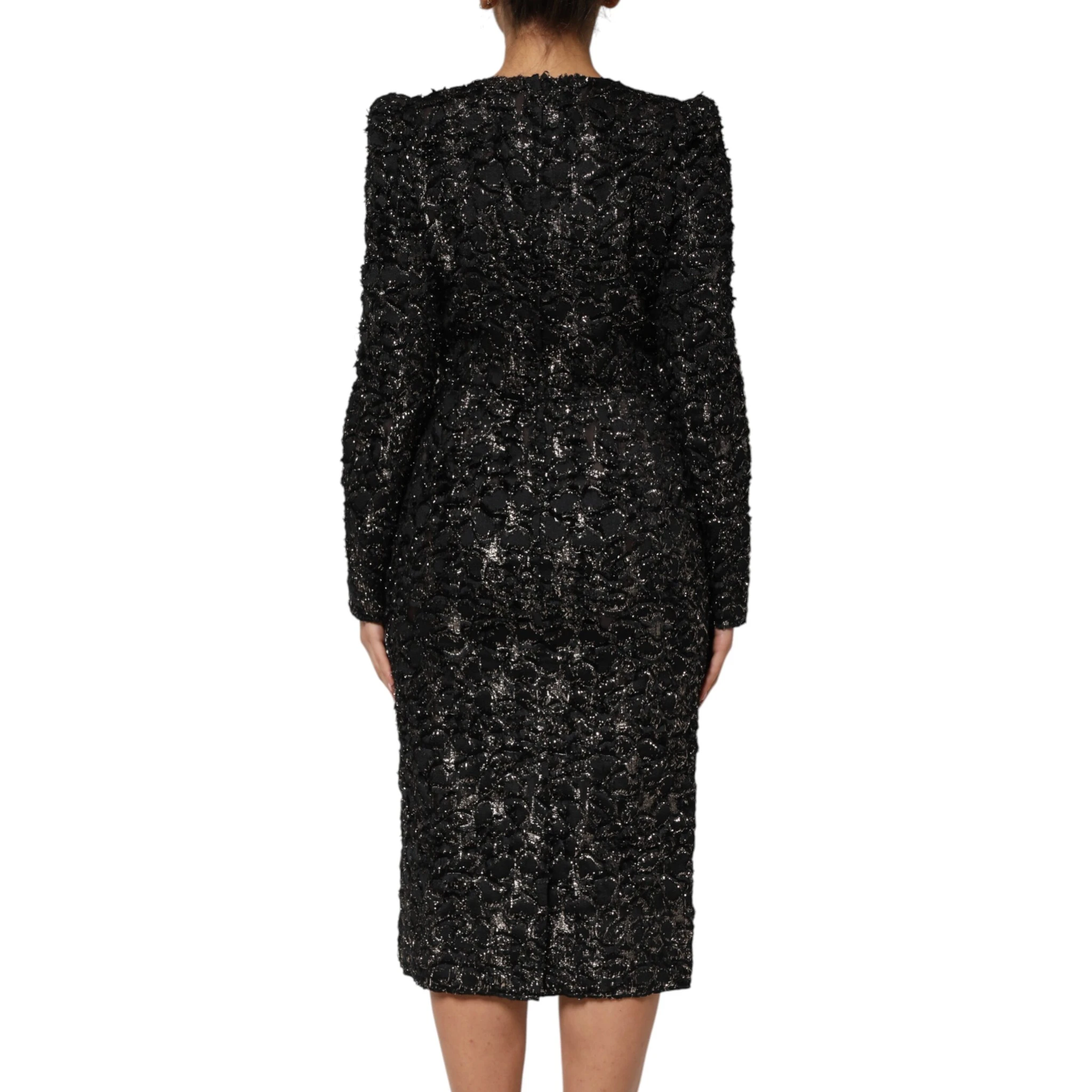 Black Sequin Bouclé Tweed Sheath Dress