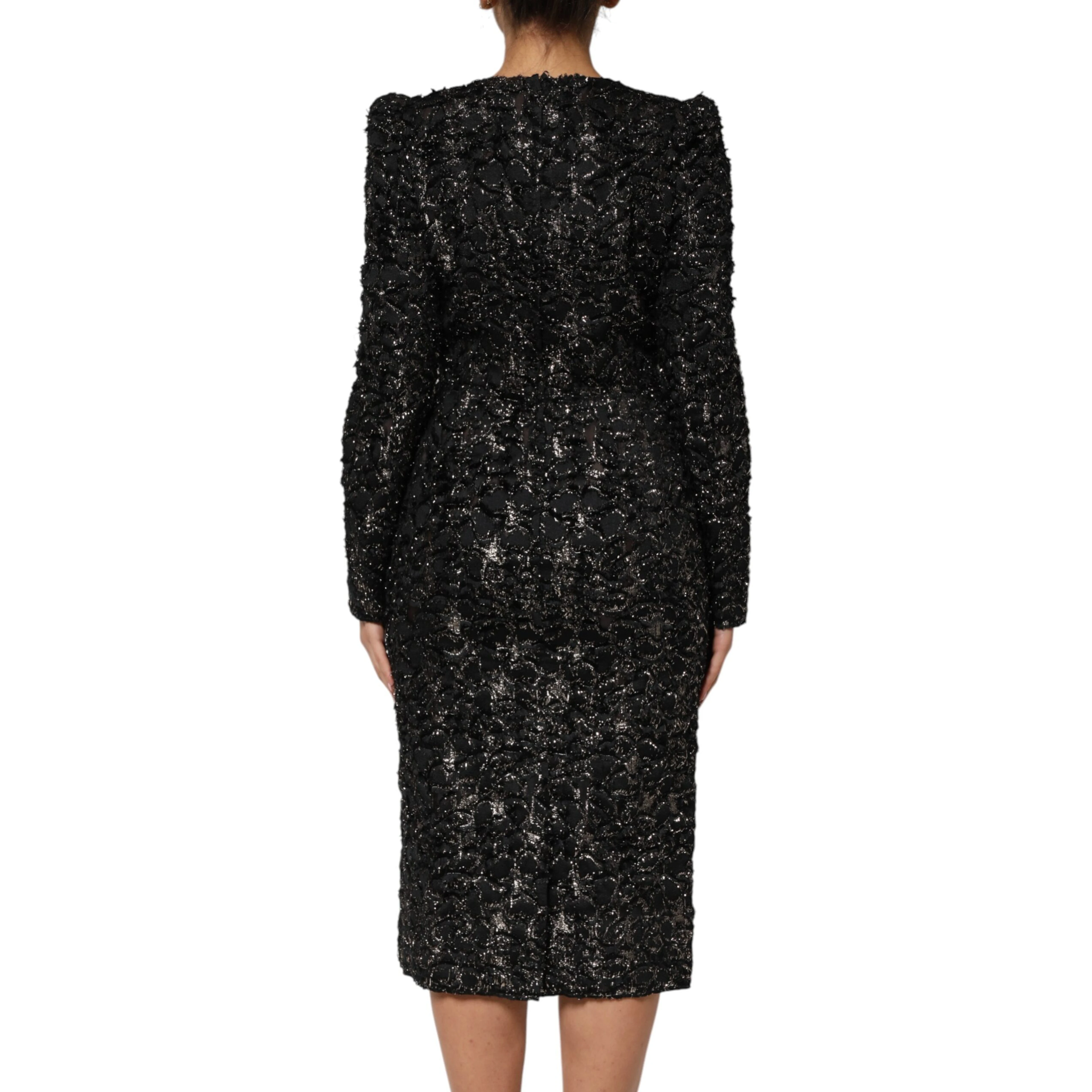 Black Sequin Bouclé Tweed Sheath Dress
