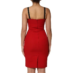 Red Stretch Bodycon Sheath Knee Length Dress