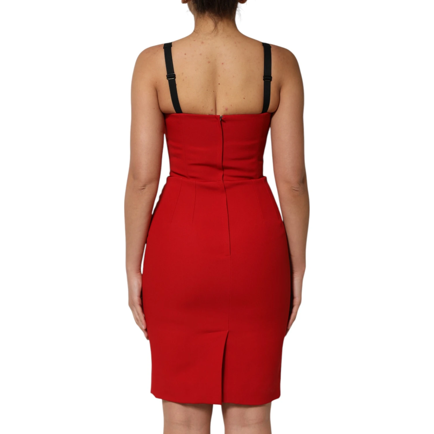 Red Stretch Bodycon Sheath Knee Length Dress