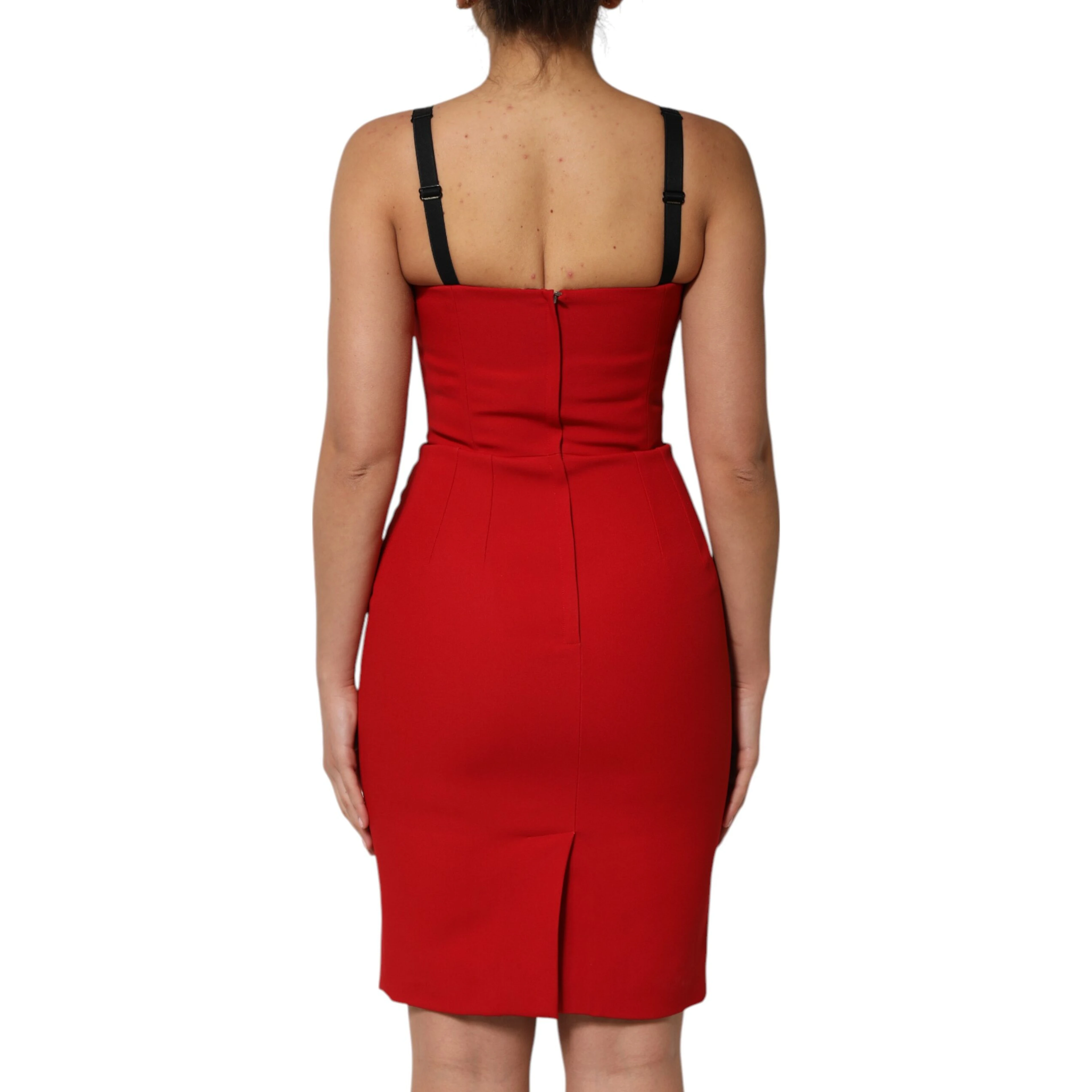 Red Stretch Bodycon Sheath Knee Length Dress