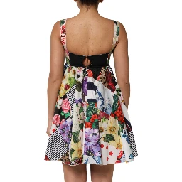 Multicolor Patchwork Cotton AlineMini Dress