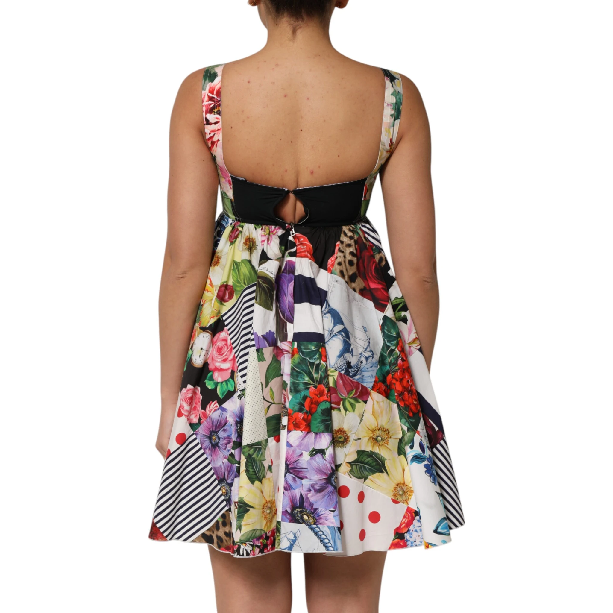 Multicolor Patchwork Cotton AlineMini Dress