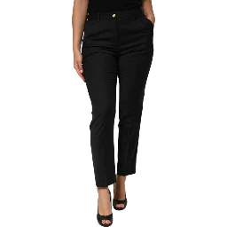 Black Polyester Tapered Women Trouser Pants