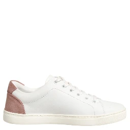White Pink Leather Low Top Sneakers Shoes