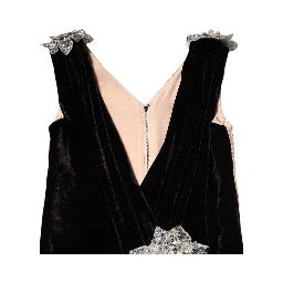 Black Velvet Flower Embellishment Aline Dress