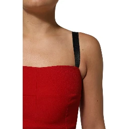 Red Stretch Bodycon Sheath Knee Length Dress