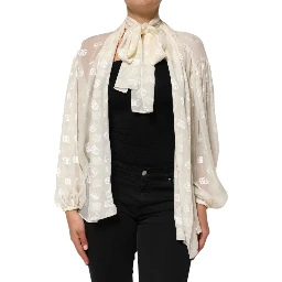 Off White Logo Monogram Ascot Collar Top