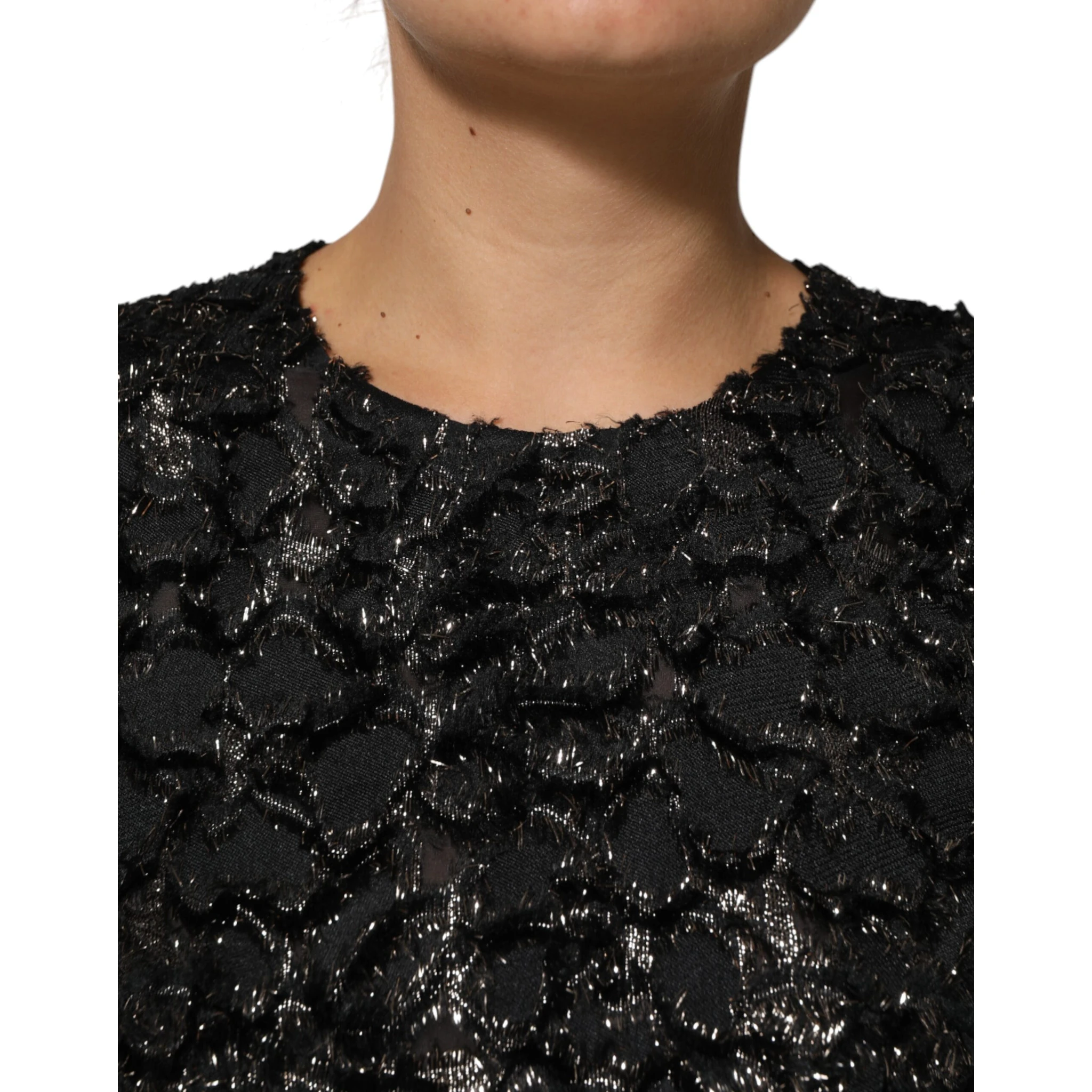 Black Sequin Bouclé Tweed Sheath Dress