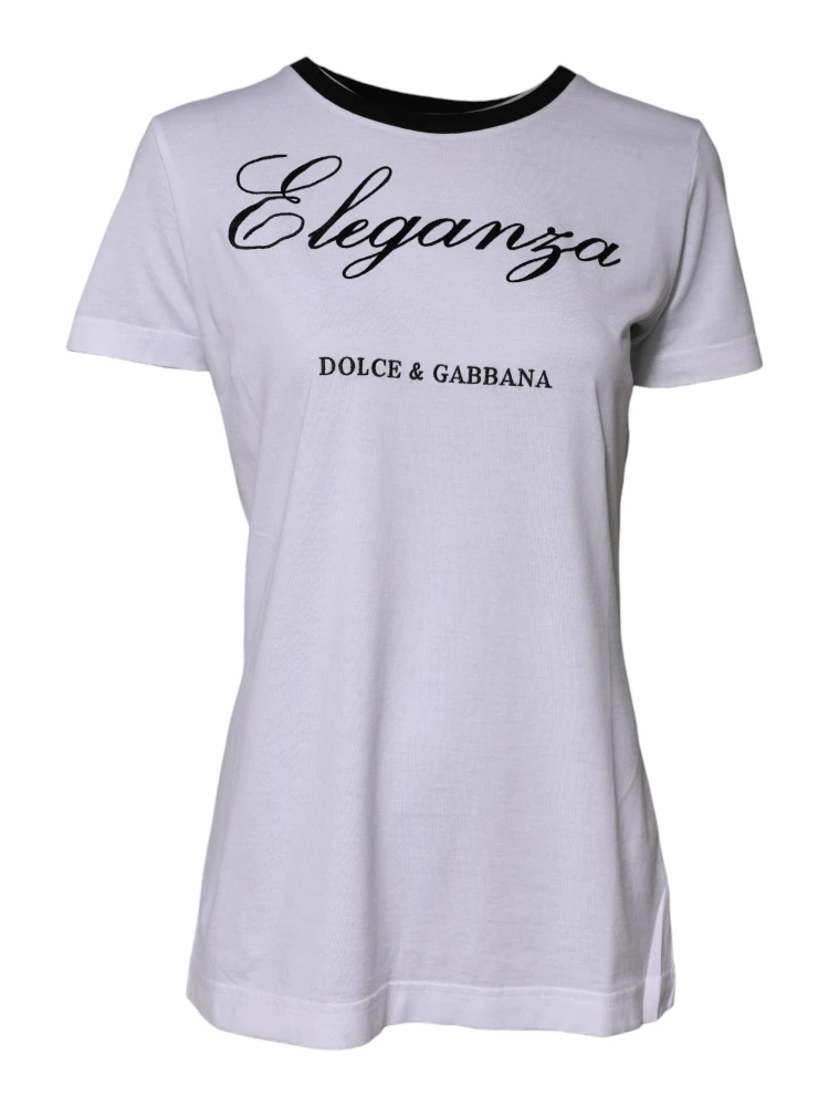 White Eleganza Cotton Crew Neck Tee T-shirt