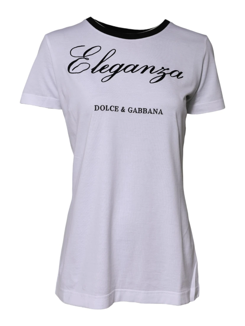 White Eleganza Cotton Crew Neck Tee T-shirt