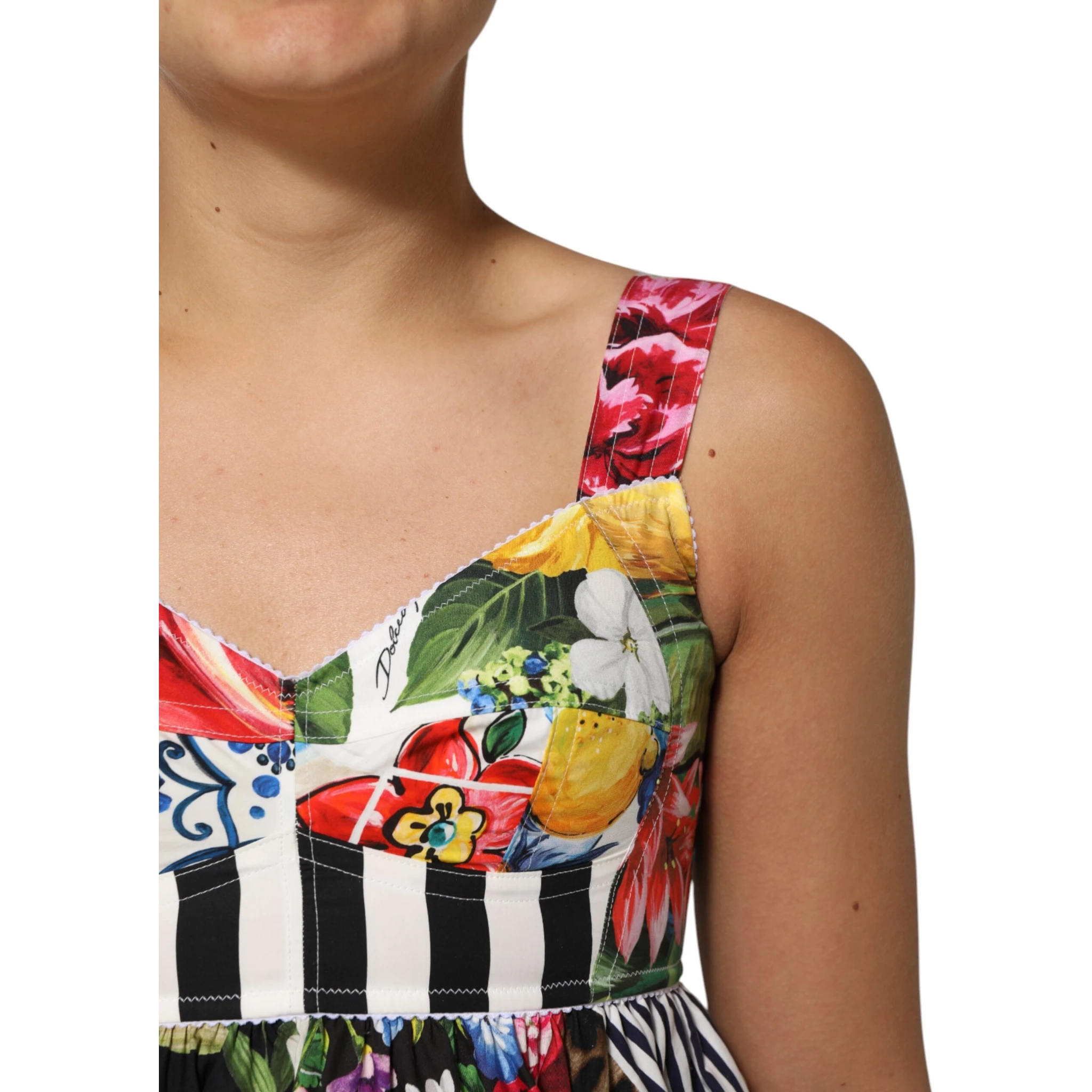 Multicolor Patchwork Cotton AlineMini Dress