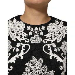 Black Lace Trim Short Sleeves A-line Dress