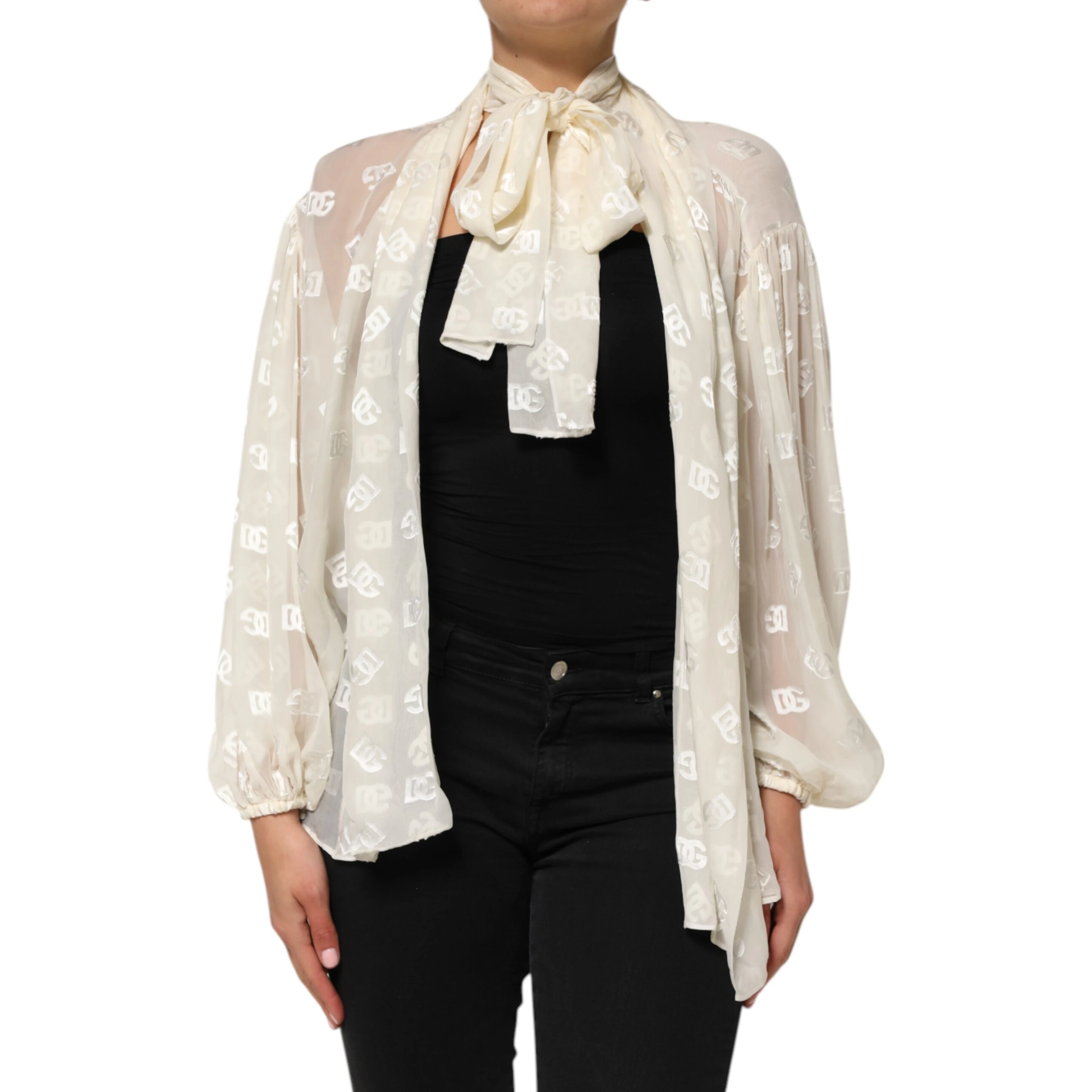 Off White Logo Monogram Ascot Collar Top