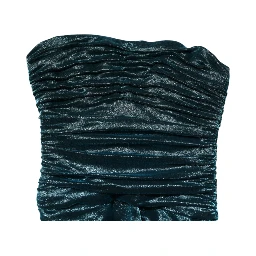 Green Silk Satin Fitted Strapless Dress