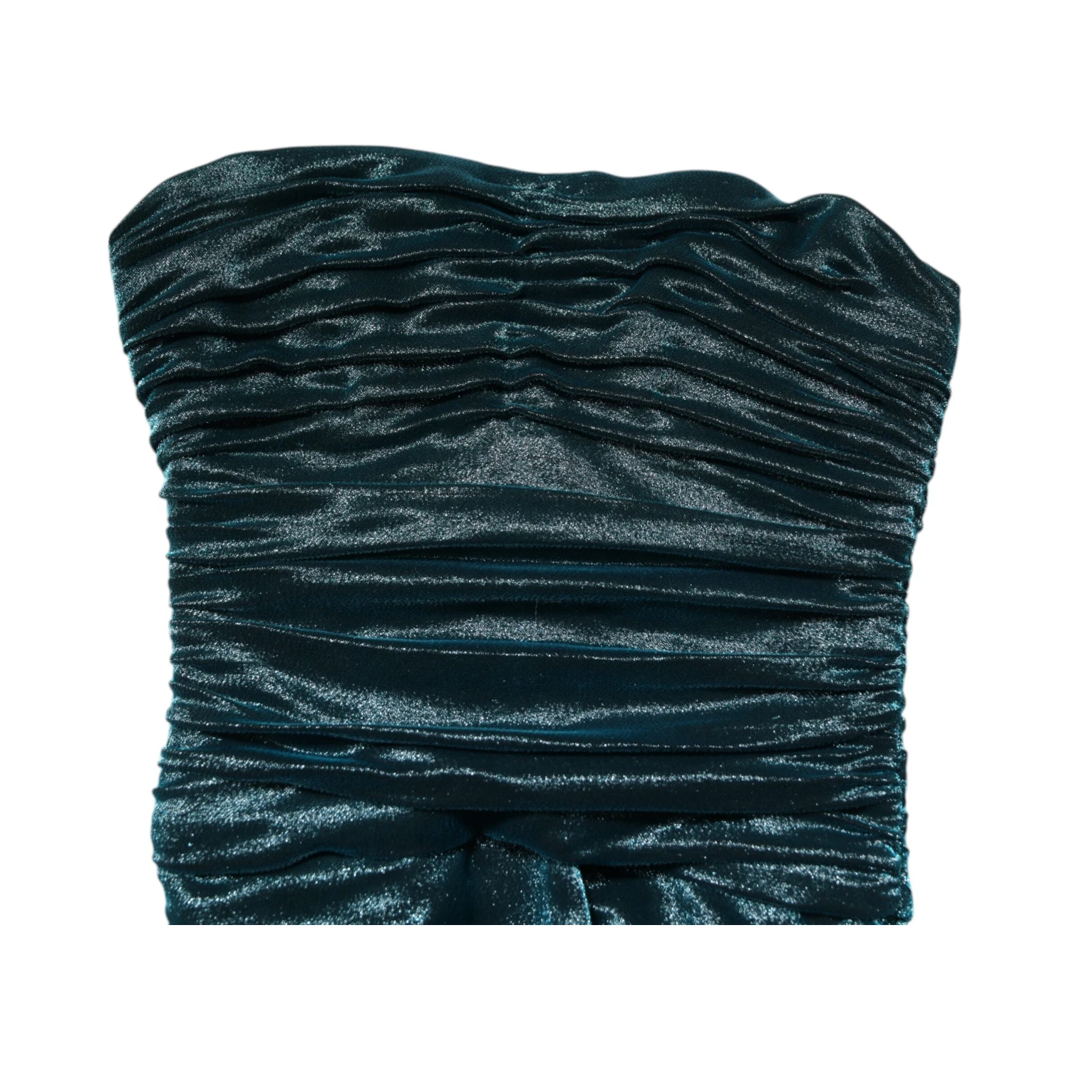 Green Silk Satin Fitted Strapless Dress
