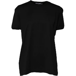 Black Cotton Goodluck Tee Crew Neck T-shirt