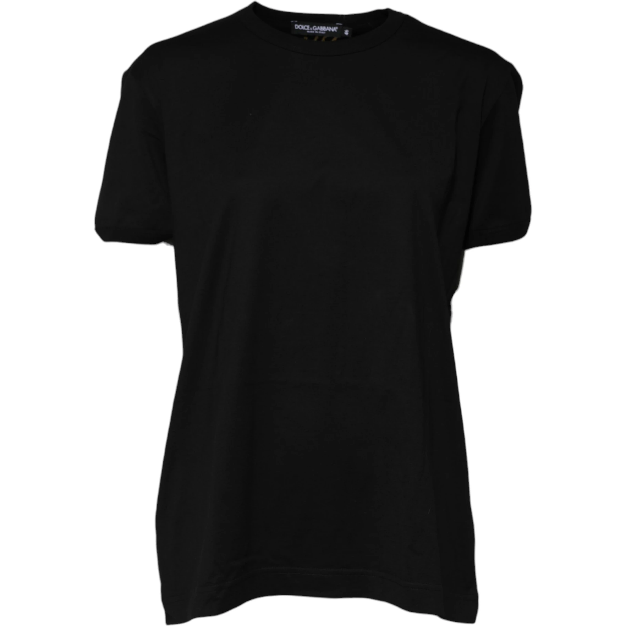 Black Cotton Goodluck Tee Crew Neck T-shirt