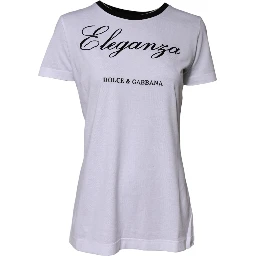White Eleganza Cotton Crew Neck Tee T-shirt