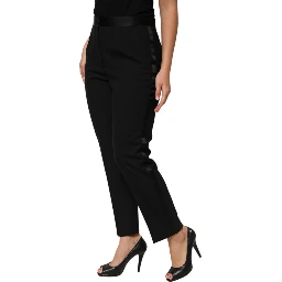 Black Wool HighWaist Tapered Trouser Pants