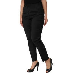 Black Polyester Tapered Women Trouser Pants