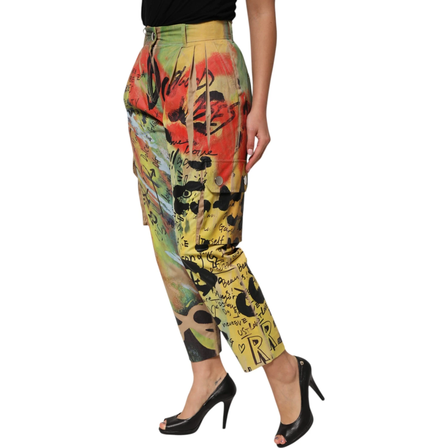 Multicolor High Waist Cargo Trouser Pants