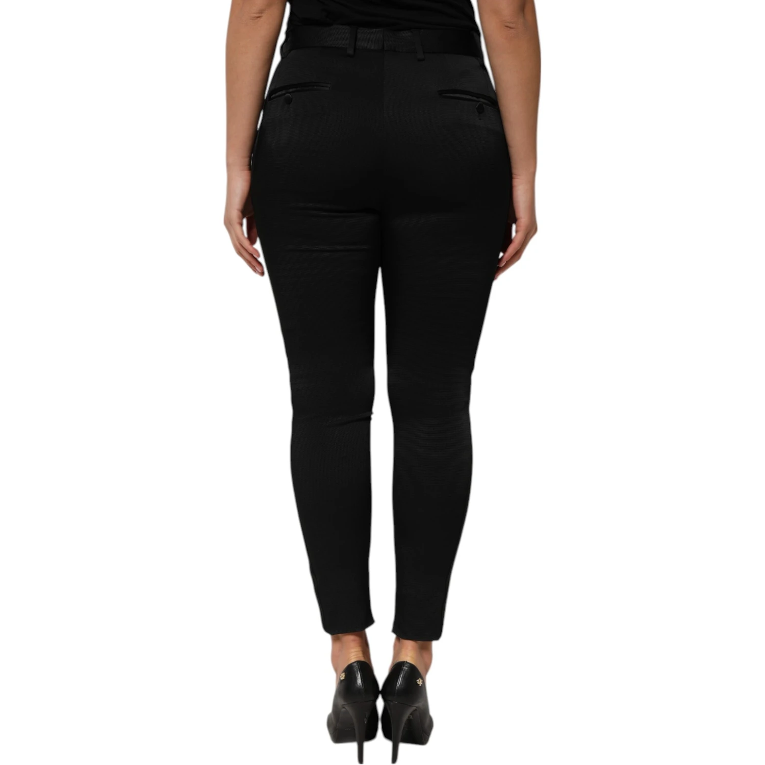 Black Acetate HighWaist Tapered Trouser Pants