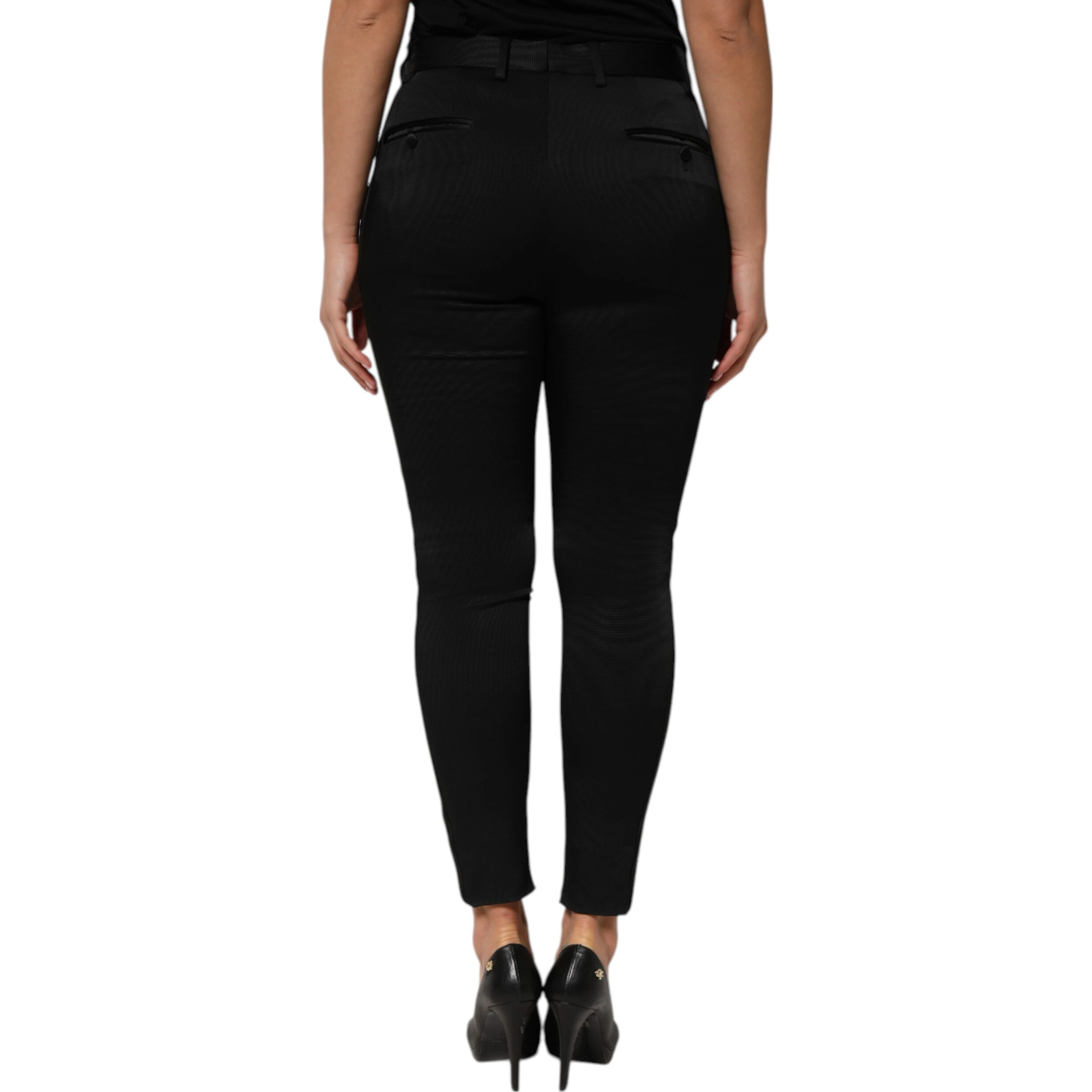 Black Acetate HighWaist Tapered Trouser Pants