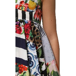 Multicolor Patchwork Cotton AlineMini Dress