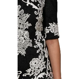 Black Lace Trim Short Sleeves A-line Dress