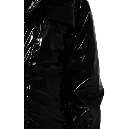 Black Polyester Quilted Puffer Coat Jacket