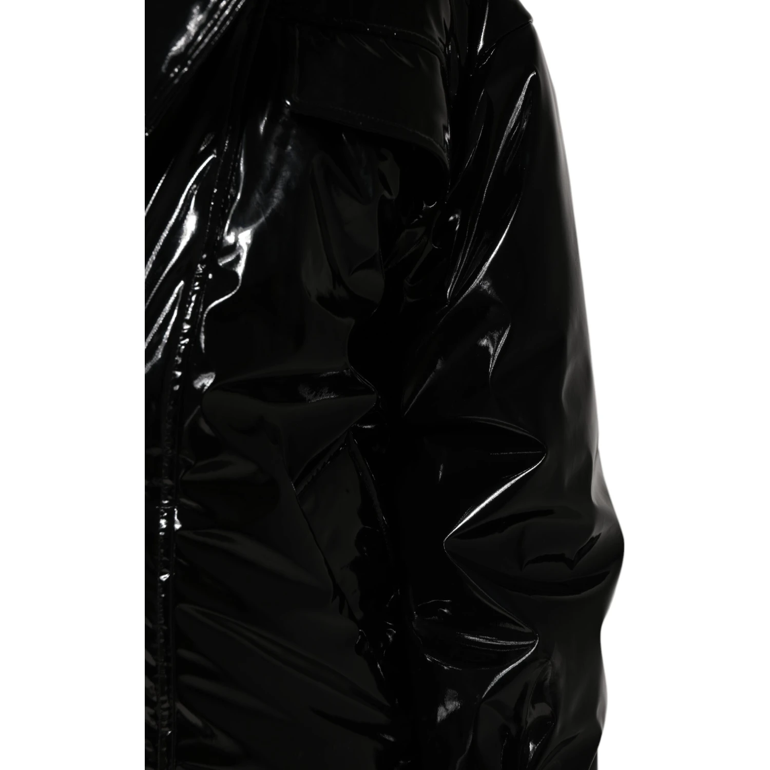 Black Polyester Quilted Puffer Coat Jacket