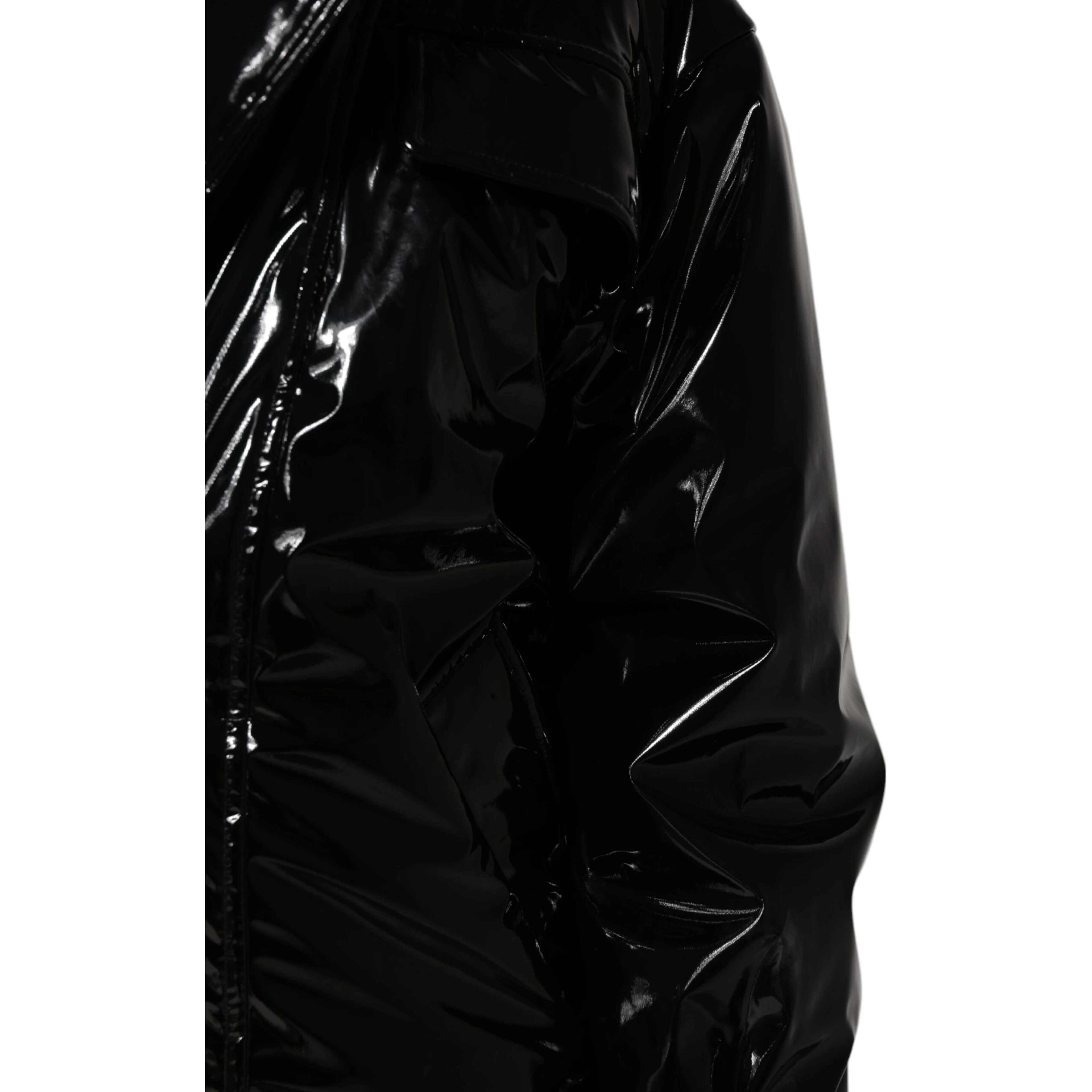 Black Polyester Quilted Puffer Coat Jacket