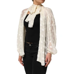 Off White Logo Monogram Ascot Collar Top