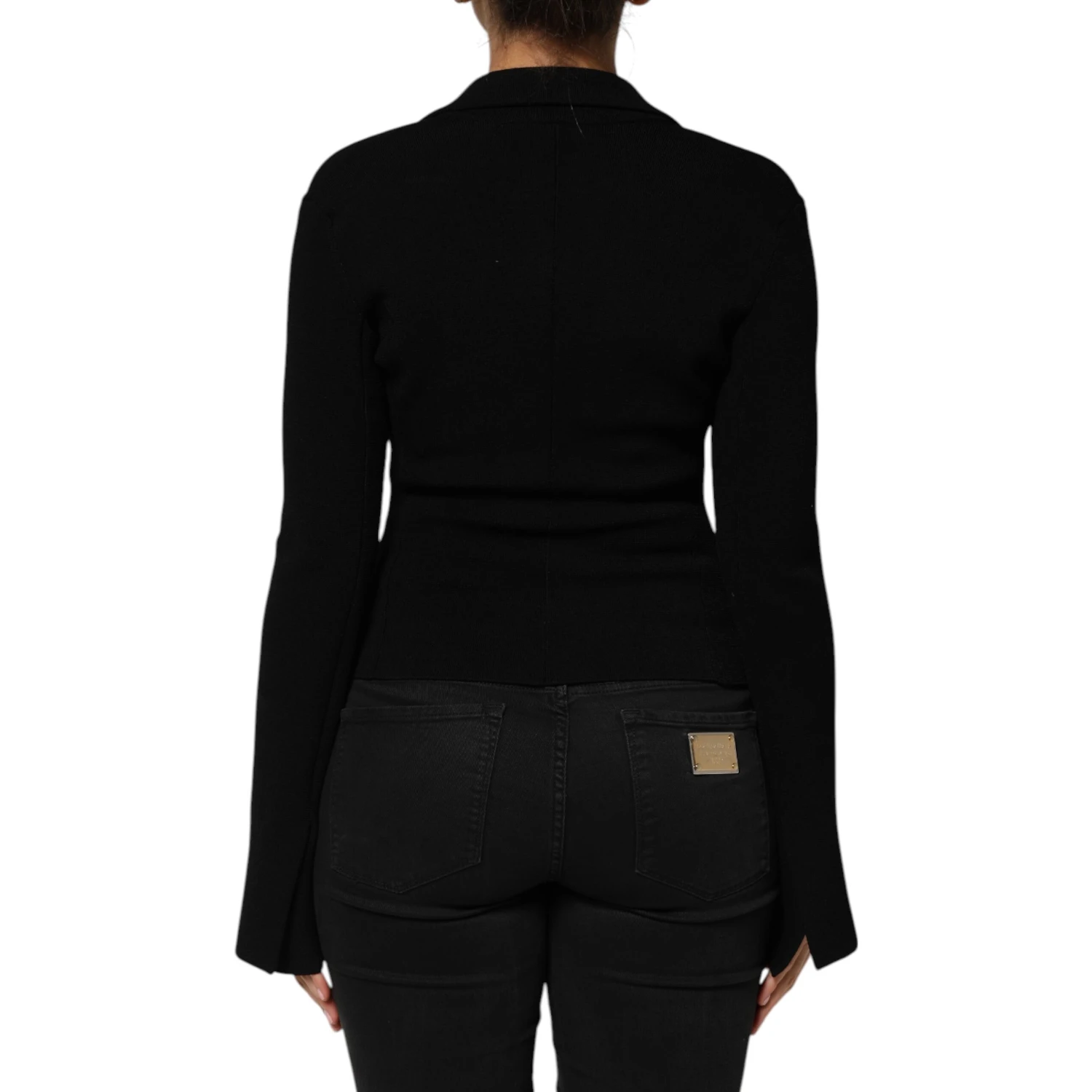 Black Viscose Single Breasted Blazer Jacket