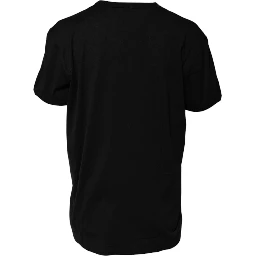 Black Cotton Goodluck Tee Crew Neck T-shirt