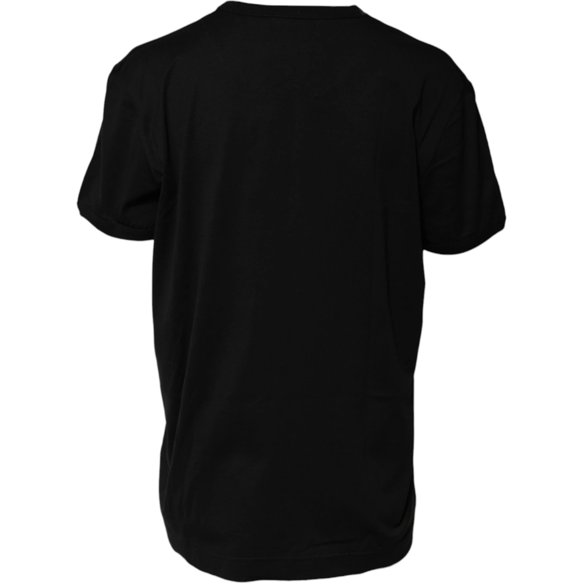 Black Cotton Goodluck Tee Crew Neck T-shirt