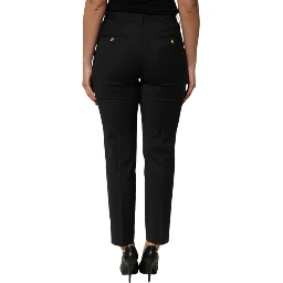 Black Polyester Tapered Women Trouser Pants