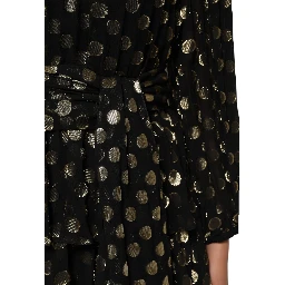 Black Gold Polka Dot Silk Brocade Mini Dress