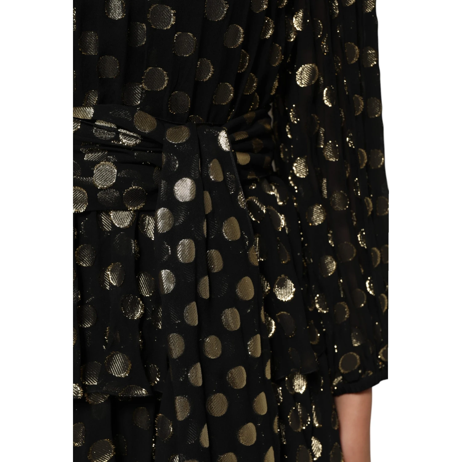 Black Gold Polka Dot Silk Brocade Mini Dress
