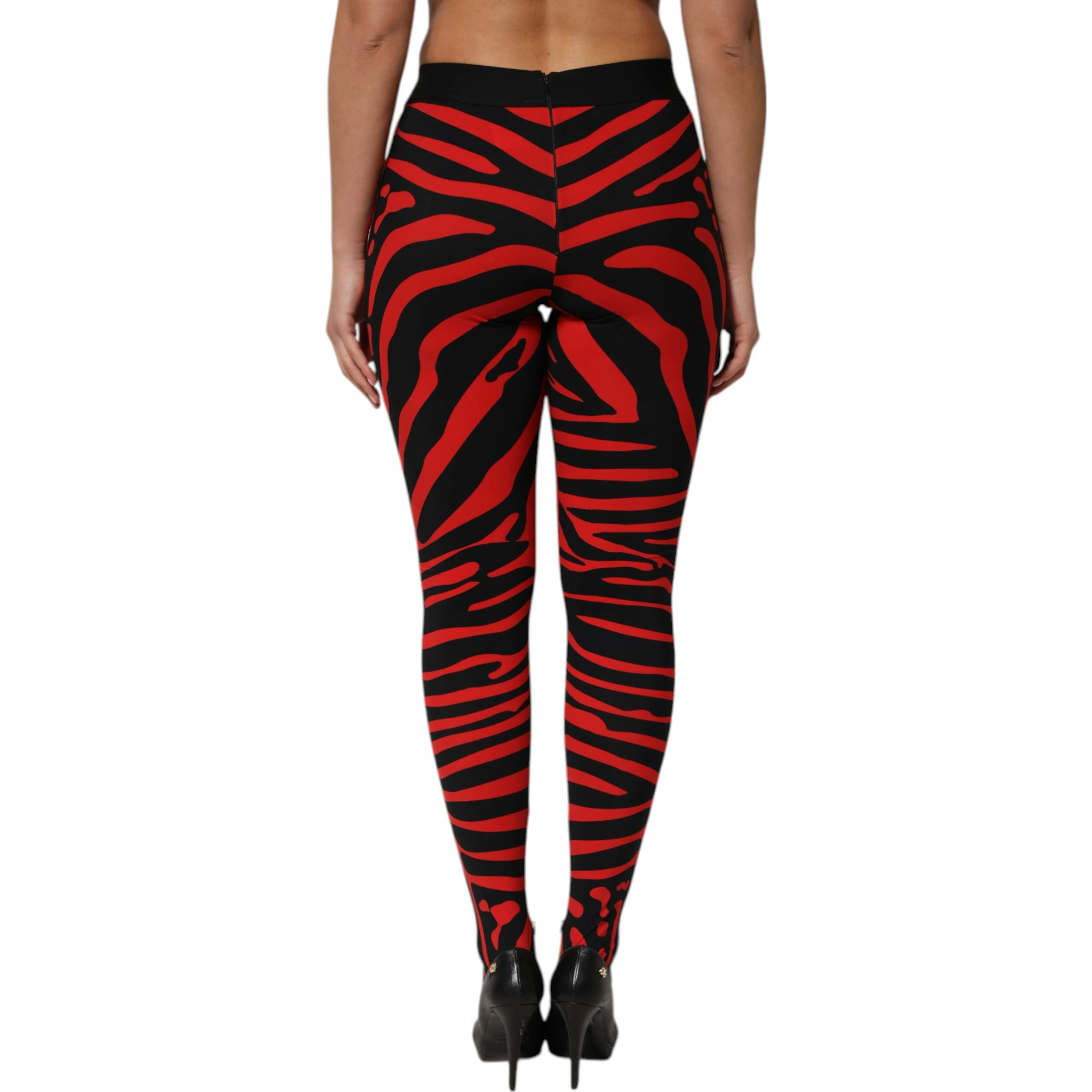 Black Red Nylon Logo Waisted Leggings Pants