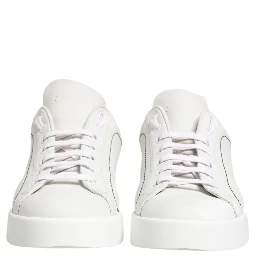 White Gold Leather Low Top Sneakers Shoes