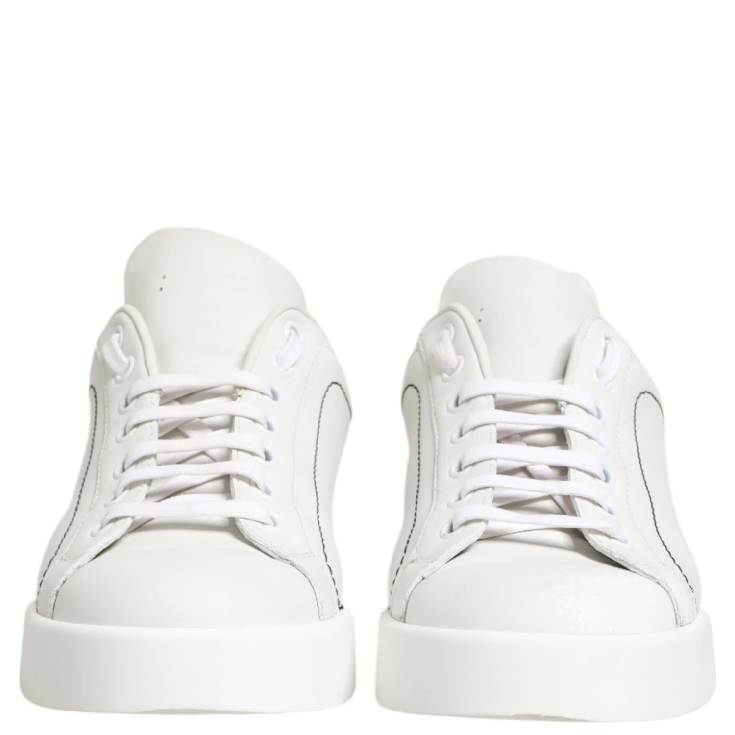 White Gold Leather Low Top Sneakers Shoes