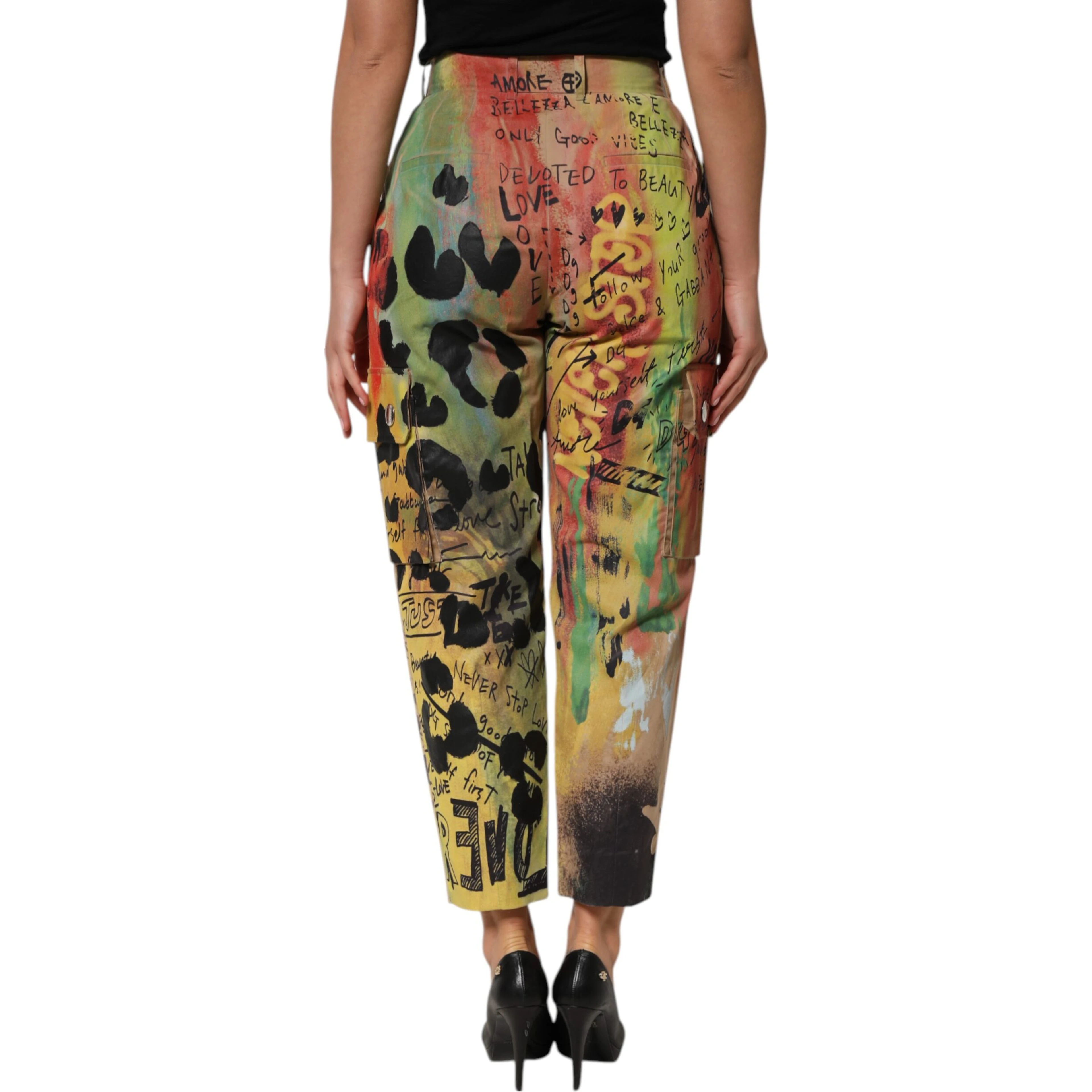Multicolor High Waist Cargo Trouser Pants