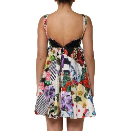 Multicolor Patchwork Cotton AlineMini Dress