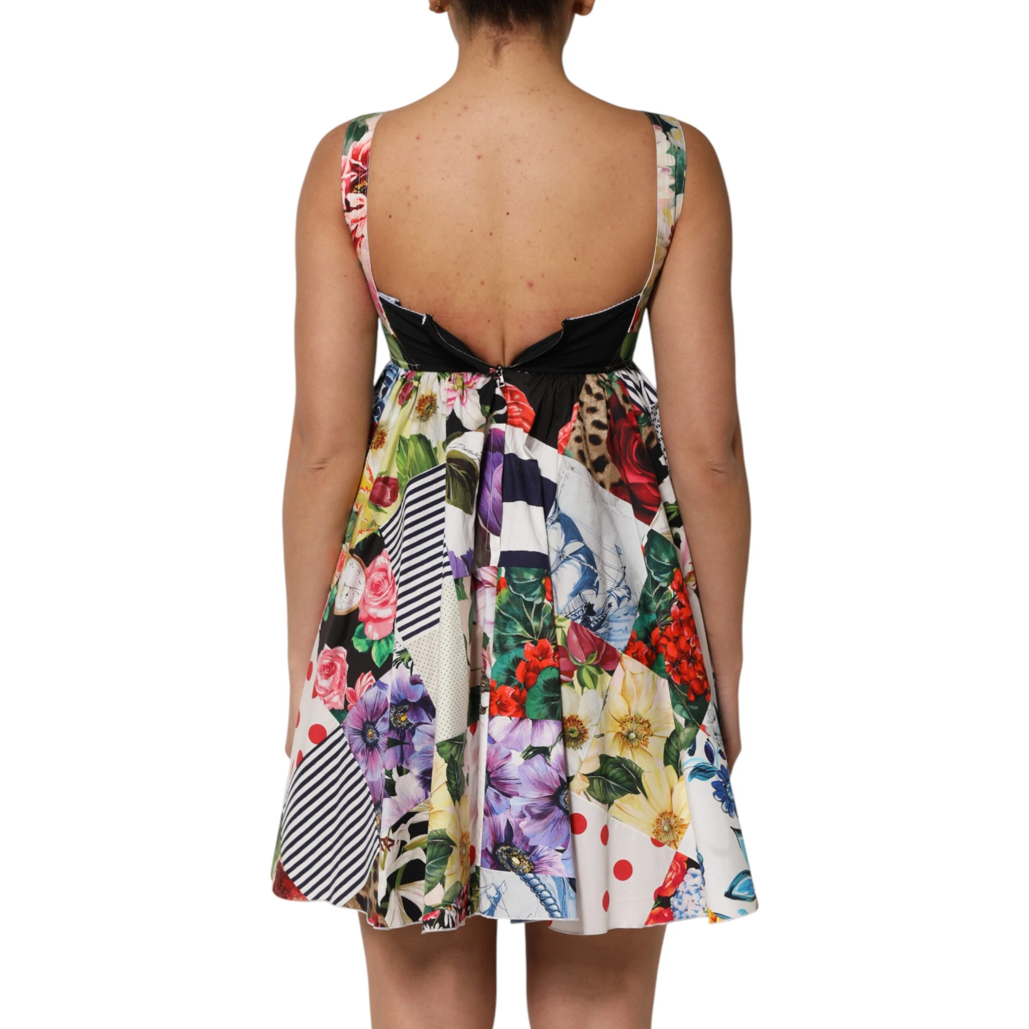 Multicolor Patchwork Cotton AlineMini Dress