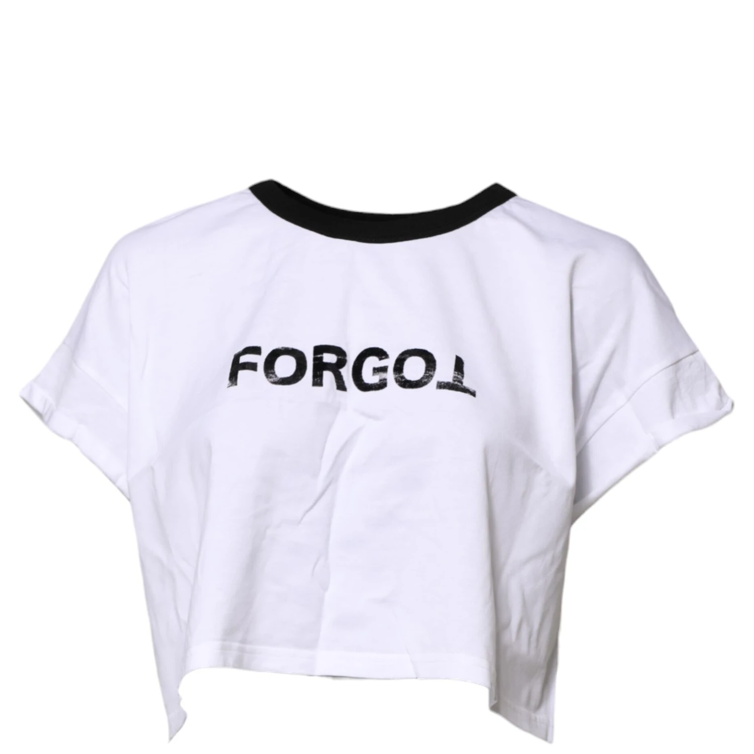 White Cotton Crew Neck Cropped Top T-shirt