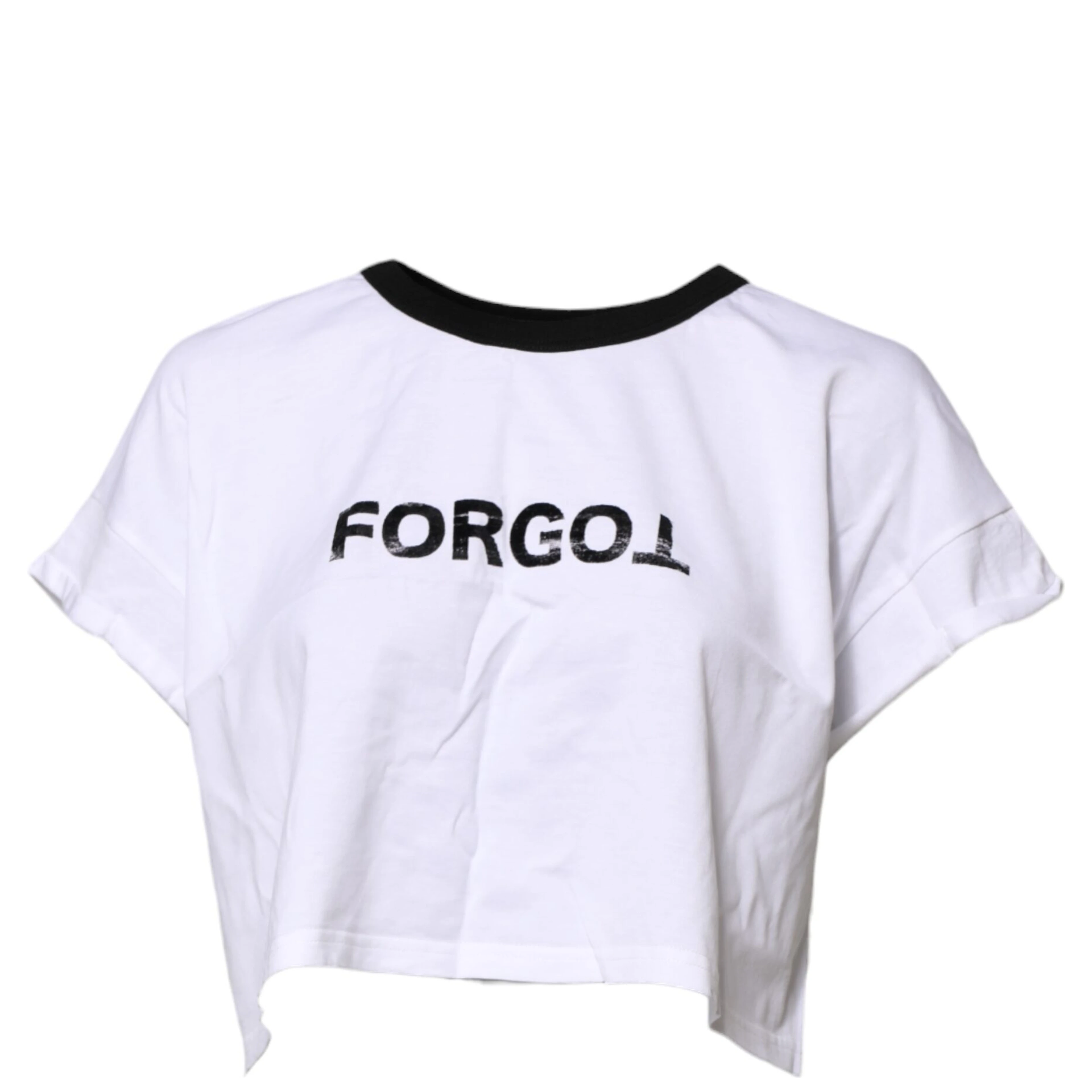 White Cotton Crew Neck Cropped Top T-shirt